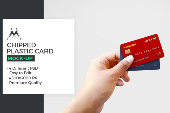 Download Chipped Plastic Card in Hand Mockup - Premium Resources