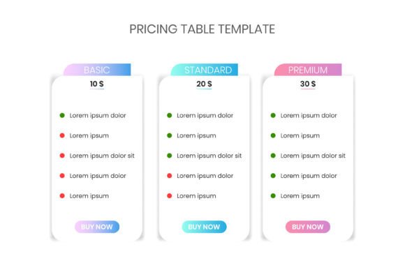Download Modern Colorful Price Table Template - Modern Collection