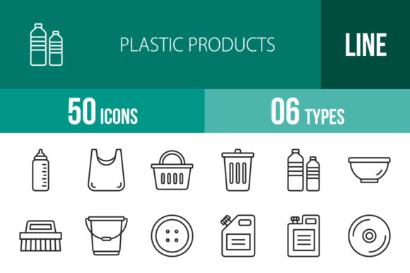 Download 50 Plastic Products Line Icons - Premium Bundle